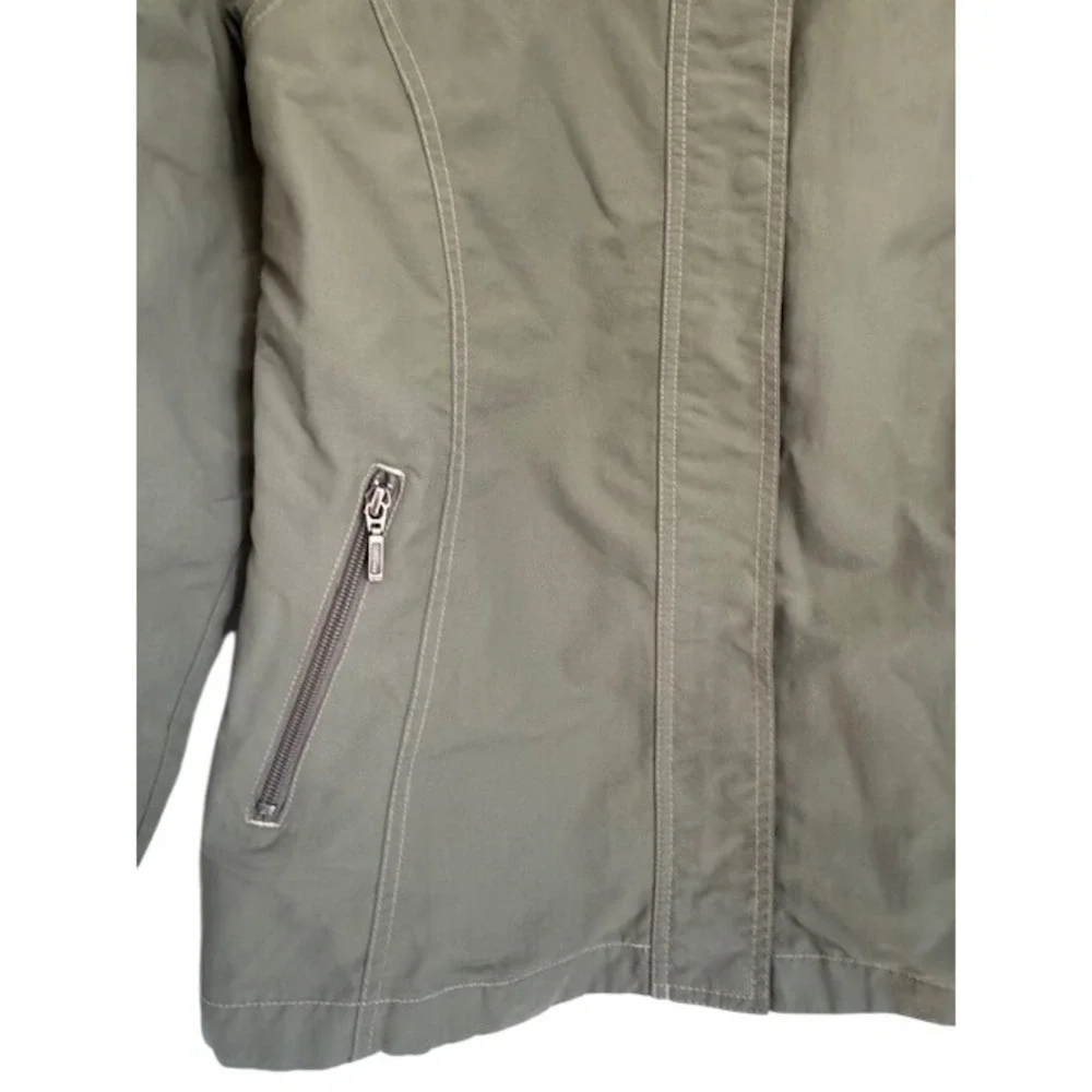 Eddie Bauer Vintage Womens Olive Green Hooded Lightweight Utility Jacket - Small